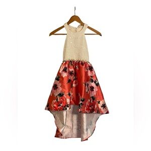 Rare Edition Big Girls Sequin Lace Printed Mikado High-Low Hem Dress